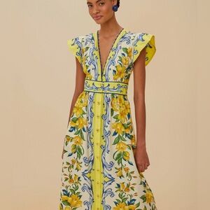 Farm Rio Off-White Sicily Scarf Organic Cotton Maxi Dress — Like New